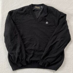Greg Norman Greenbrier Collection Men XXL Black Pima Cotton Lined V-Neck Sweater